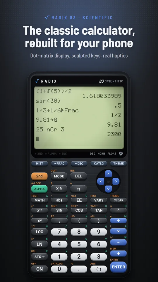 Home screen with recent calculations